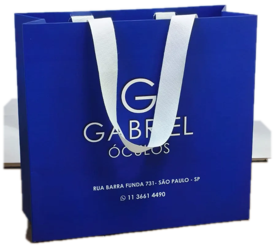 Sacola azul personalizada Gabriel Óculos